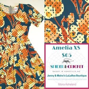 LuLaRoe XS Amelia Dress, Floral Retro Style